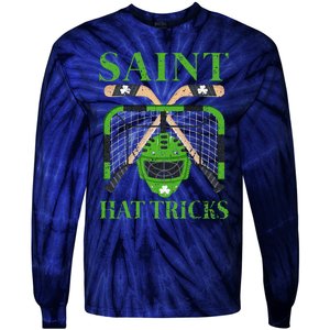 Hockey Saint Hatricks Leprechaun Hockey St. Patrick's Day Tie-Dye Long Sleeve Shirt