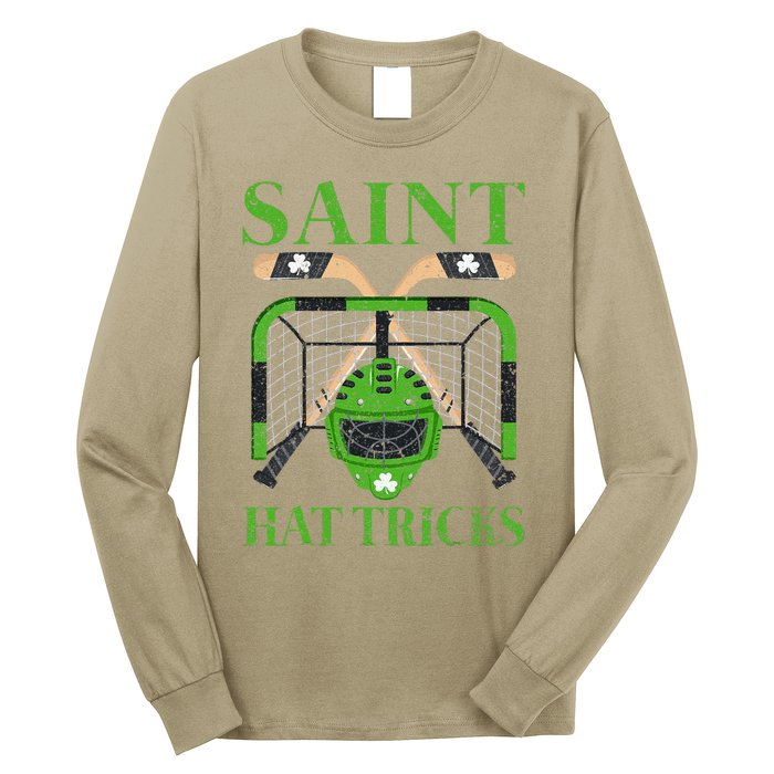 Hockey Saint Hatricks Leprechaun Hockey St. Patrick's Day Long Sleeve Shirt