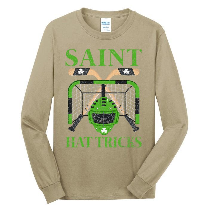 Hockey Saint Hatricks Leprechaun Hockey St. Patrick's Day Tall Long Sleeve T-Shirt