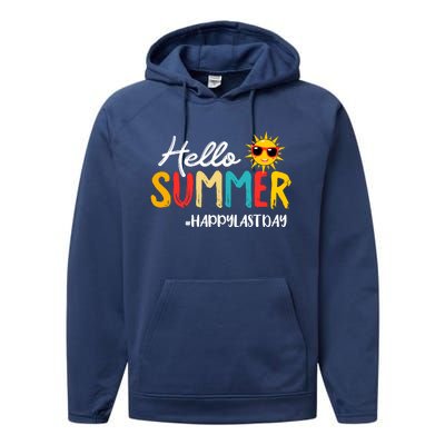 Hello Summer Happy Last Day Of School Teacher Student Performance Fleece Hoodie