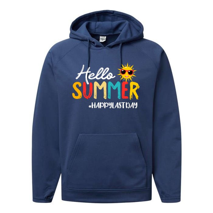 Hello Summer Happy Last Day Of School Teacher Student Performance Fleece Hoodie