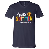 Hello Summer Happy Last Day Of School Teacher Student V-Neck T-Shirt