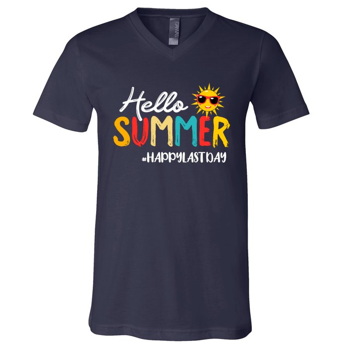 Hello Summer Happy Last Day Of School Teacher Student V-Neck T-Shirt