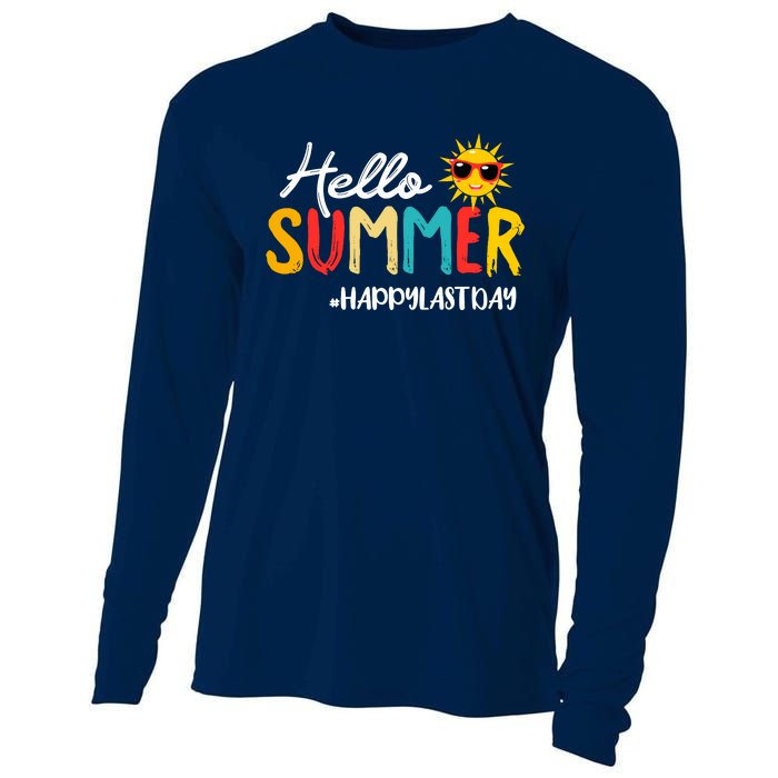 Hello Summer Happy Last Day Of School Teacher Student Cooling Performance Long Sleeve Crew