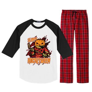 Hockey Slappy Hockeyween Pumpkin Jack O Lantern Halloween Raglan Sleeve Pajama Set