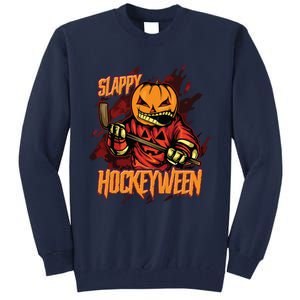 Hockey Slappy Hockeyween Pumpkin Jack O Lantern Halloween Tall Sweatshirt