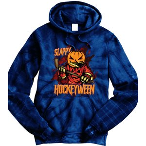 Hockey Slappy Hockeyween Pumpkin Jack O Lantern Halloween Tie Dye Hoodie