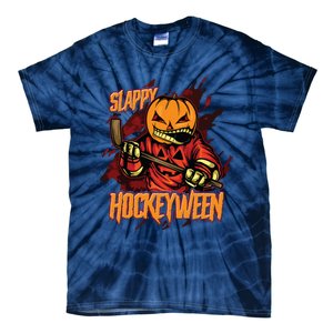 Hockey Slappy Hockeyween Pumpkin Jack O Lantern Halloween Tie-Dye T-Shirt