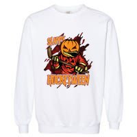 Hockey Slappy Hockeyween Pumpkin Jack O Lantern Halloween Garment-Dyed Sweatshirt