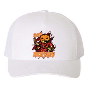 Hockey Slappy Hockeyween Pumpkin Jack O Lantern Halloween Yupoong Adult 5-Panel Trucker Hat