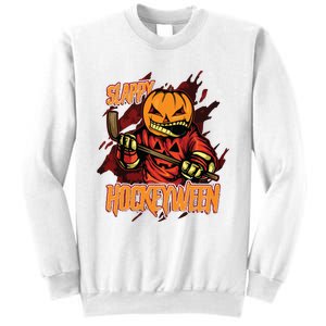 Hockey Slappy Hockeyween Pumpkin Jack O Lantern Halloween Sweatshirt