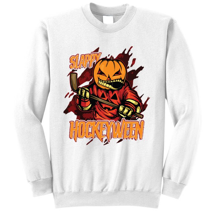 Hockey Slappy Hockeyween Pumpkin Jack O Lantern Halloween Sweatshirt