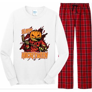 Hockey Slappy Hockeyween Pumpkin Jack O Lantern Halloween Long Sleeve Pajama Set