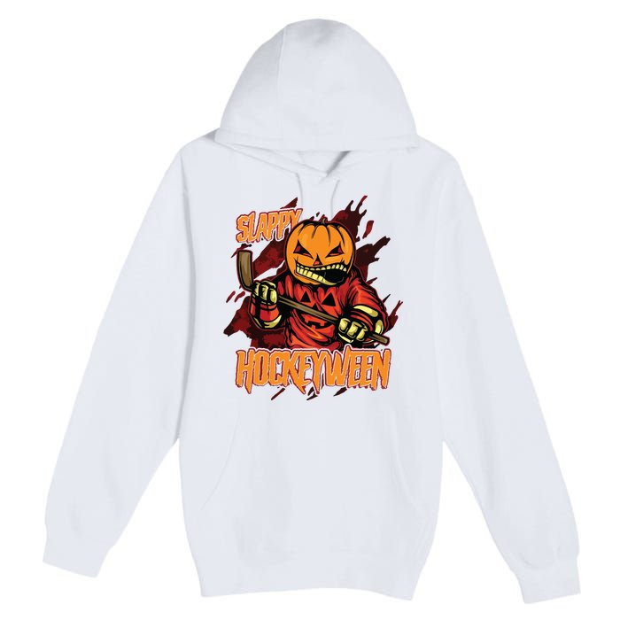 Hockey Slappy Hockeyween Pumpkin Jack O Lantern Halloween Premium Pullover Hoodie