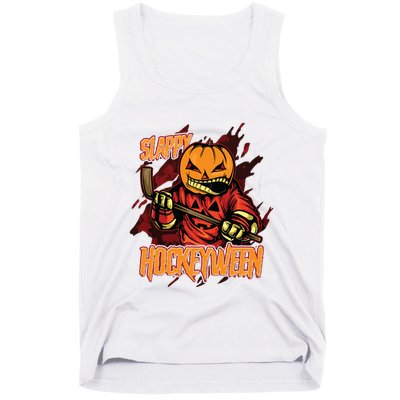 Hockey Slappy Hockeyween Pumpkin Jack O Lantern Halloween Tank Top