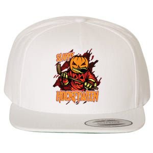 Hockey Slappy Hockeyween Pumpkin Jack O Lantern Halloween Wool Snapback Cap