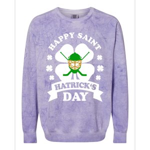 Happy Saint Hatrick's Day Hockey Fan Player St Patrick's Day Gift Colorblast Crewneck Sweatshirt