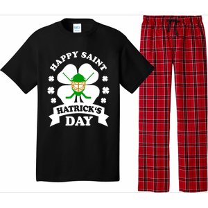 Happy Saint Hatrick's Day Hockey Fan Player St Patrick's Day Gift Pajama Set