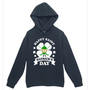 Happy Saint Hatrick's Day Hockey Fan Player St Patrick's Day Gift Urban Pullover Hoodie