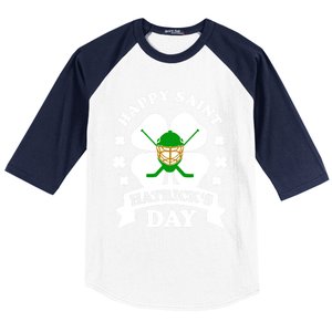 Happy Saint Hatrick's Day Hockey Fan Player St Patrick's Day Gift Baseball Sleeve Shirt