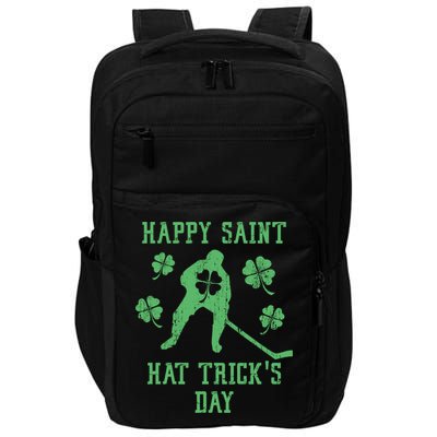 Happy Saint Hat Trick's Day Funny St Patricks Day Ice Hockey Gift Impact Tech Backpack