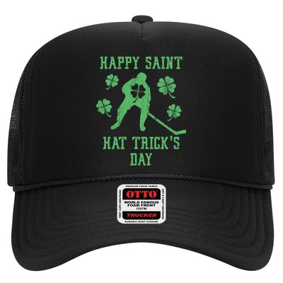 Happy Saint Hat Trick's Day Funny St Patricks Day Ice Hockey Gift Trucker Hat