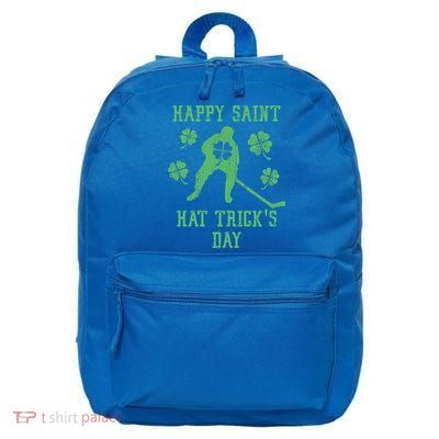 Happy Saint Hat Trick's Day Funny St Patricks Day Ice Hockey Gift 16 in Basic Backpack