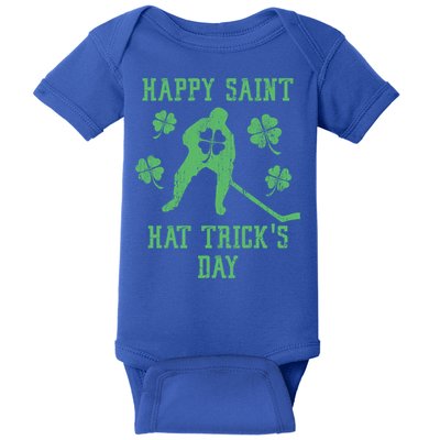 Happy Saint Hat Trick's Day Funny St Patricks Day Ice Hockey Gift Baby Bodysuit