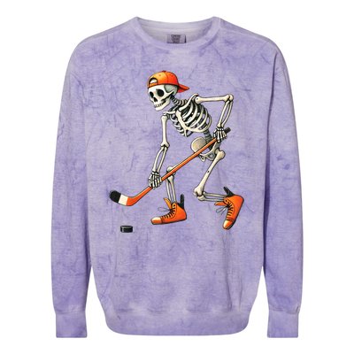 Halloween Skeleton Hockey Sport Costume Gift Colorblast Crewneck Sweatshirt