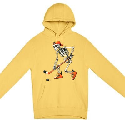 Halloween Skeleton Hockey Sport Costume Gift Premium Pullover Hoodie