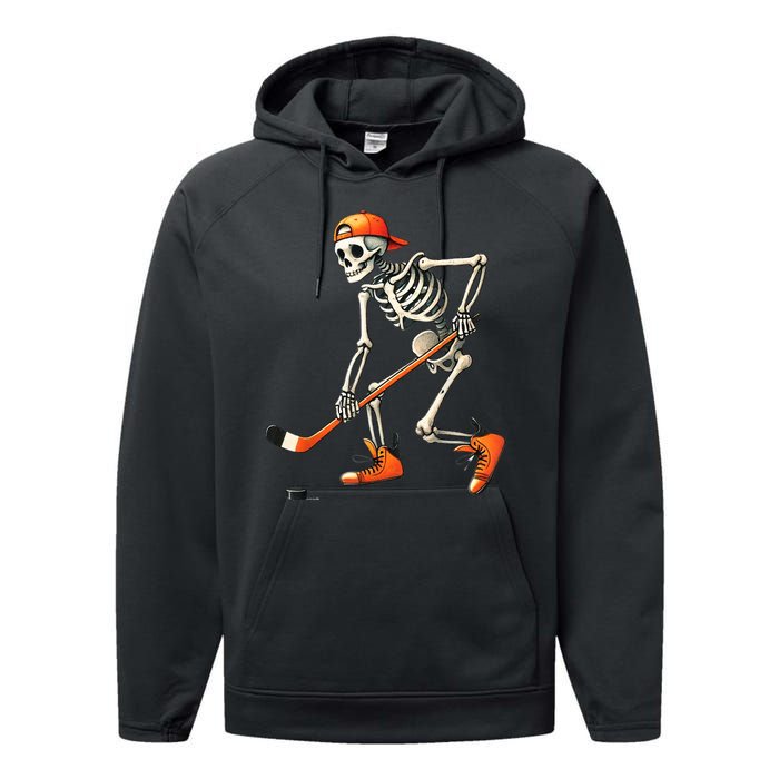 Halloween Skeleton Hockey Sport Costume Gift Performance Fleece Hoodie