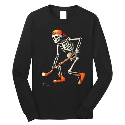 Halloween Skeleton Hockey Sport Costume Gift Long Sleeve Shirt