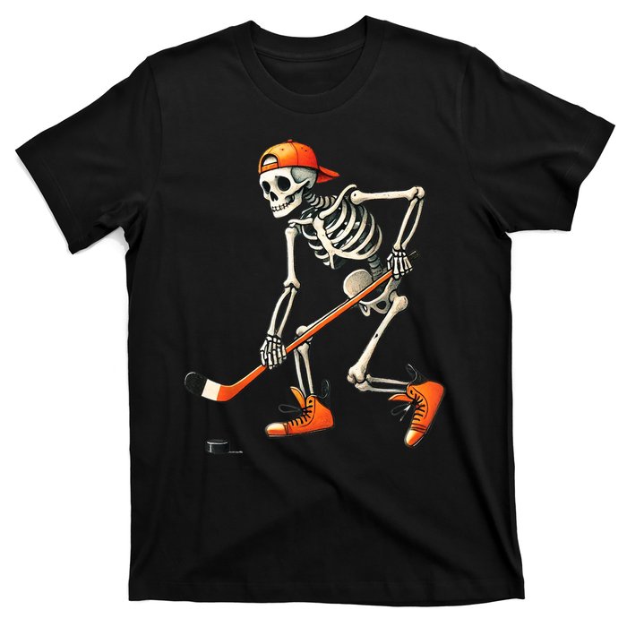 Halloween Skeleton Hockey Sport Costume Gift T-Shirt