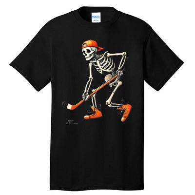 Halloween Skeleton Hockey Sport Costume Gift Tall T-Shirt