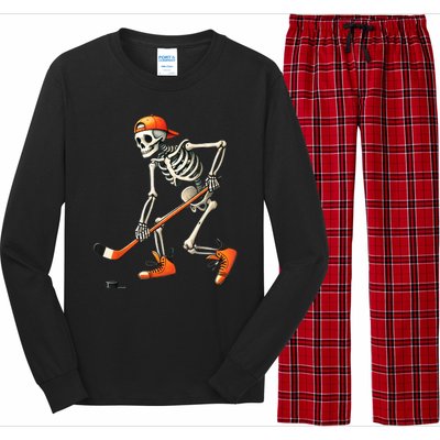 Halloween Skeleton Hockey Sport Costume Gift Long Sleeve Pajama Set