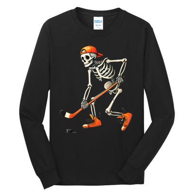 Halloween Skeleton Hockey Sport Costume Gift Tall Long Sleeve T-Shirt