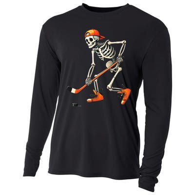 Halloween Skeleton Hockey Sport Costume Gift Cooling Performance Long Sleeve Crew