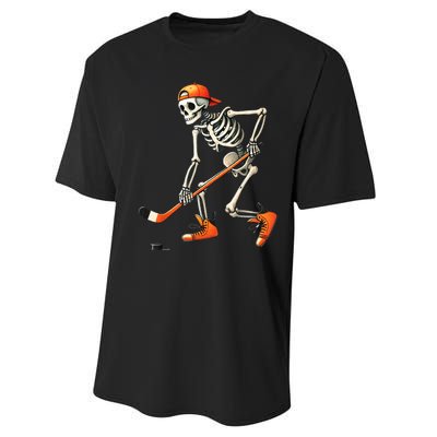 Halloween Skeleton Hockey Sport Costume Gift Performance Sprint T-Shirt