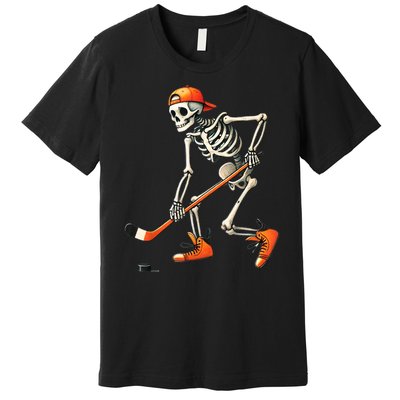 Halloween Skeleton Hockey Sport Costume Gift Premium T-Shirt