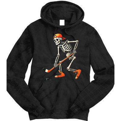 Halloween Skeleton Hockey Sport Costume Gift Tie Dye Hoodie