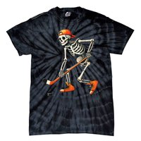 Halloween Skeleton Hockey Sport Costume Gift Tie-Dye T-Shirt