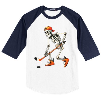 Halloween Skeleton Hockey Sport Costume Gift Baseball Sleeve Shirt