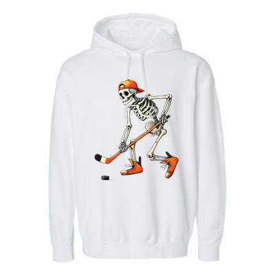 Halloween Skeleton Hockey Sport Costume Gift Garment-Dyed Fleece Hoodie