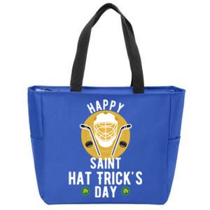 Happy Saint Hatricks Day Saint Patricks Day Holiday Hockey Gift Zip Tote Bag