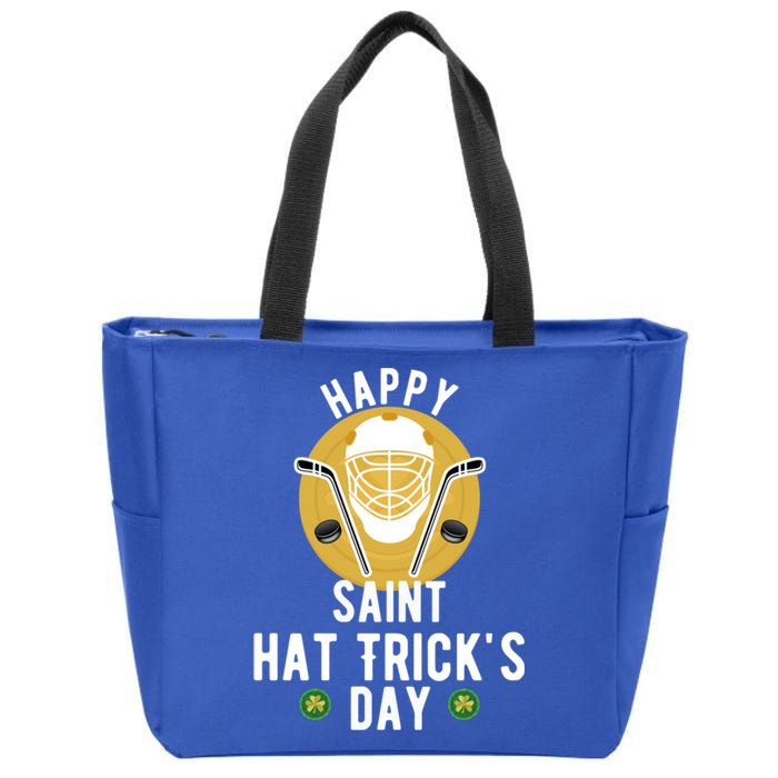 Happy Saint Hatricks Day Saint Patricks Day Holiday Hockey Gift Zip Tote Bag