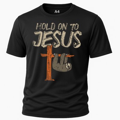Hanging Sloth Hold On To Jesus God Christian Performance Shirt