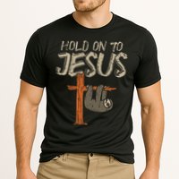Hanging Sloth Hold On To Jesus God Christian Cooling Performance Crew T-Shirt