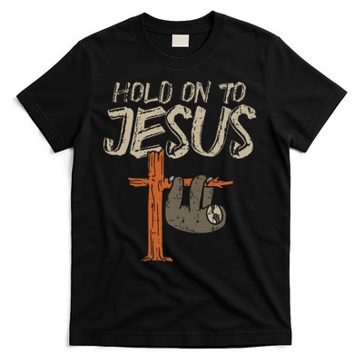 Hanging Sloth Hold On To Jesus God Christian T-Shirt