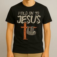 Hanging Sloth Hold On To Jesus God Christian T-Shirt