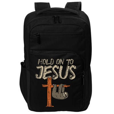 Hanging Sloth Hold On To Jesus God Christian Impact Tech Backpack